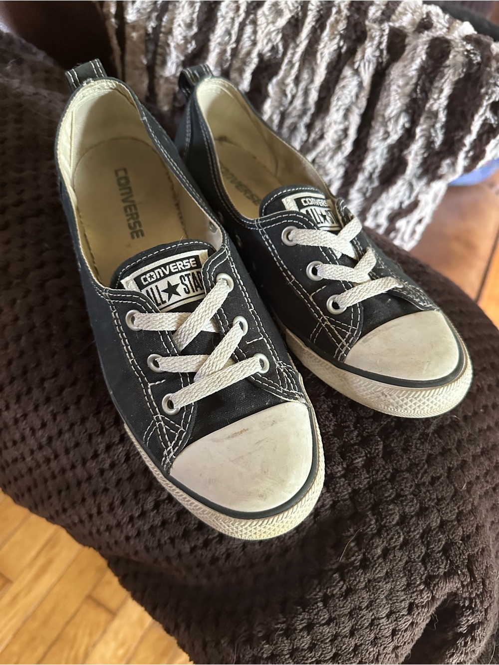 Converse Black & White Low Top Slip-On Sneakers